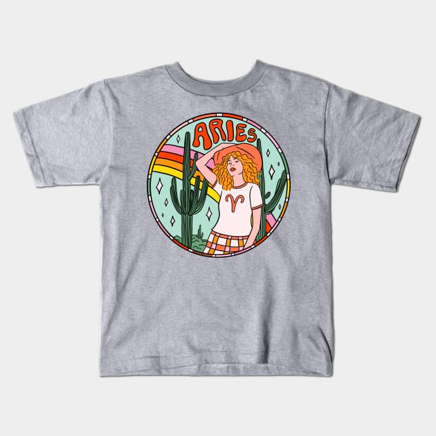 Aries Cowgirl Kids T-Shirt by Doodle by Meg